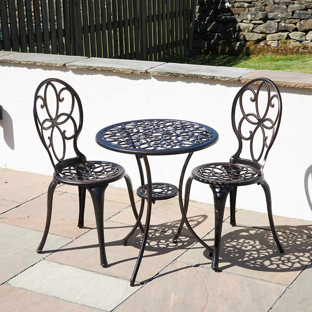 Cast Aluminium Bistro Set - Black